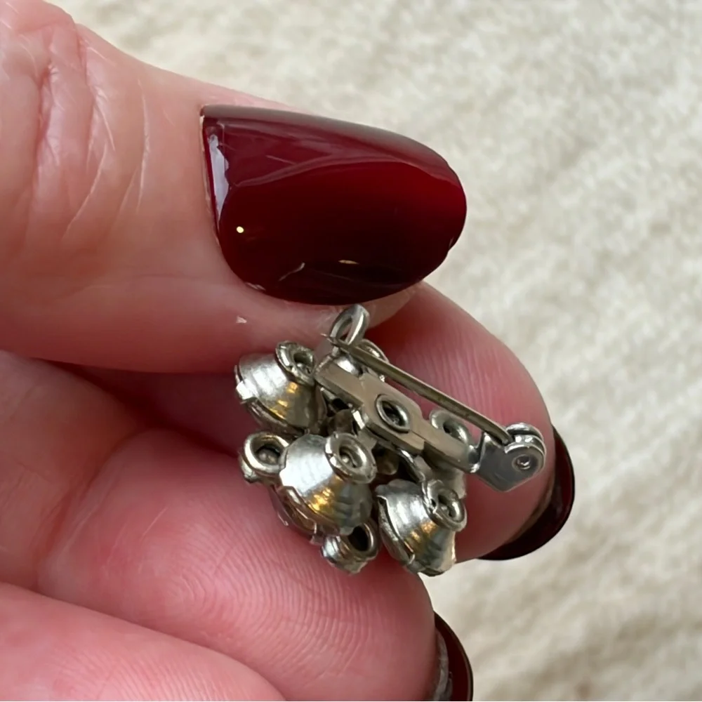 Vintage Silver Crystal Flower Brooch